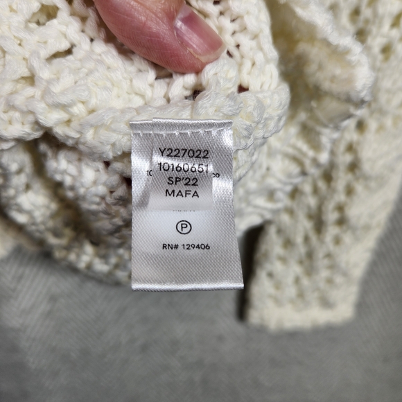 Venus Womens Small Cream Crochet Open Weave Long Sleeve Festival Sweater Boho - Picture 9 of 9